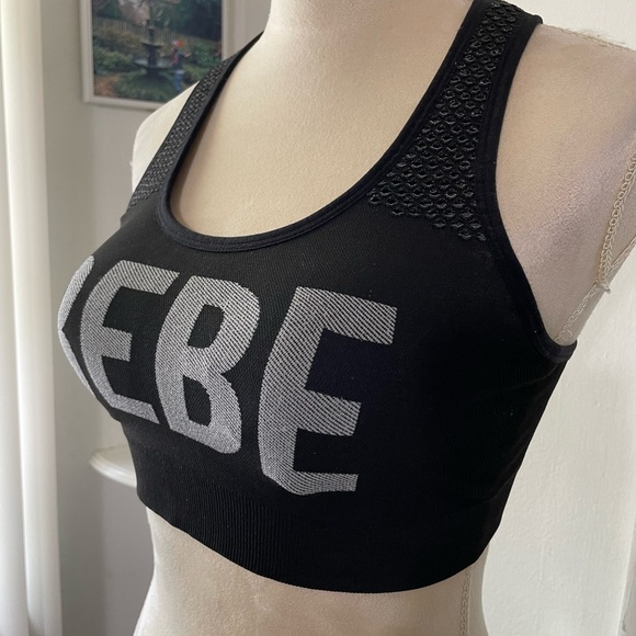 BEBE ACTIVE SPORT BRA, ACTIVE TOP, WOMENS, black, logo, sports back SIZE M - Picture 4 of 17